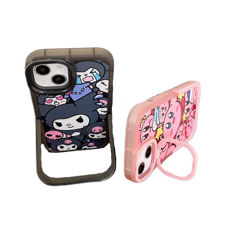 

Kawaii Sanrio Kuromi Kirby Suitable for Iphone11/12/13 Color Cartoon Printing Simple and Cute Double Bracket Mobile Phone Case