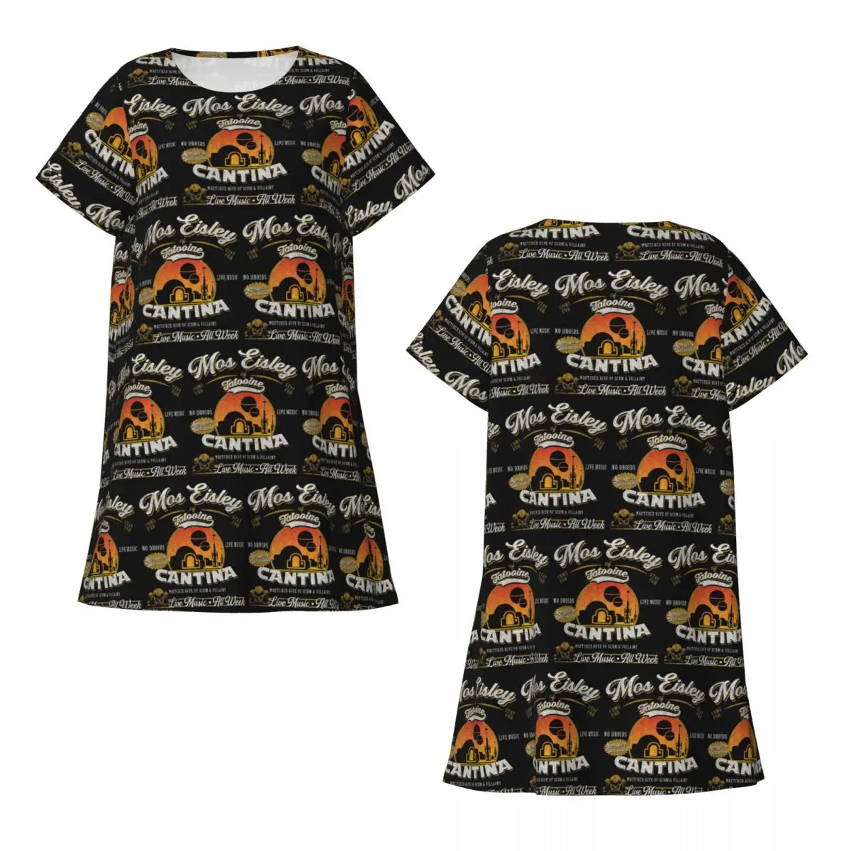 Фото Ночная рубашка Custom Mos Eisley Cantina Tatooine Dk с короткими рукавами для женщин, свободное пижамное платье. №1