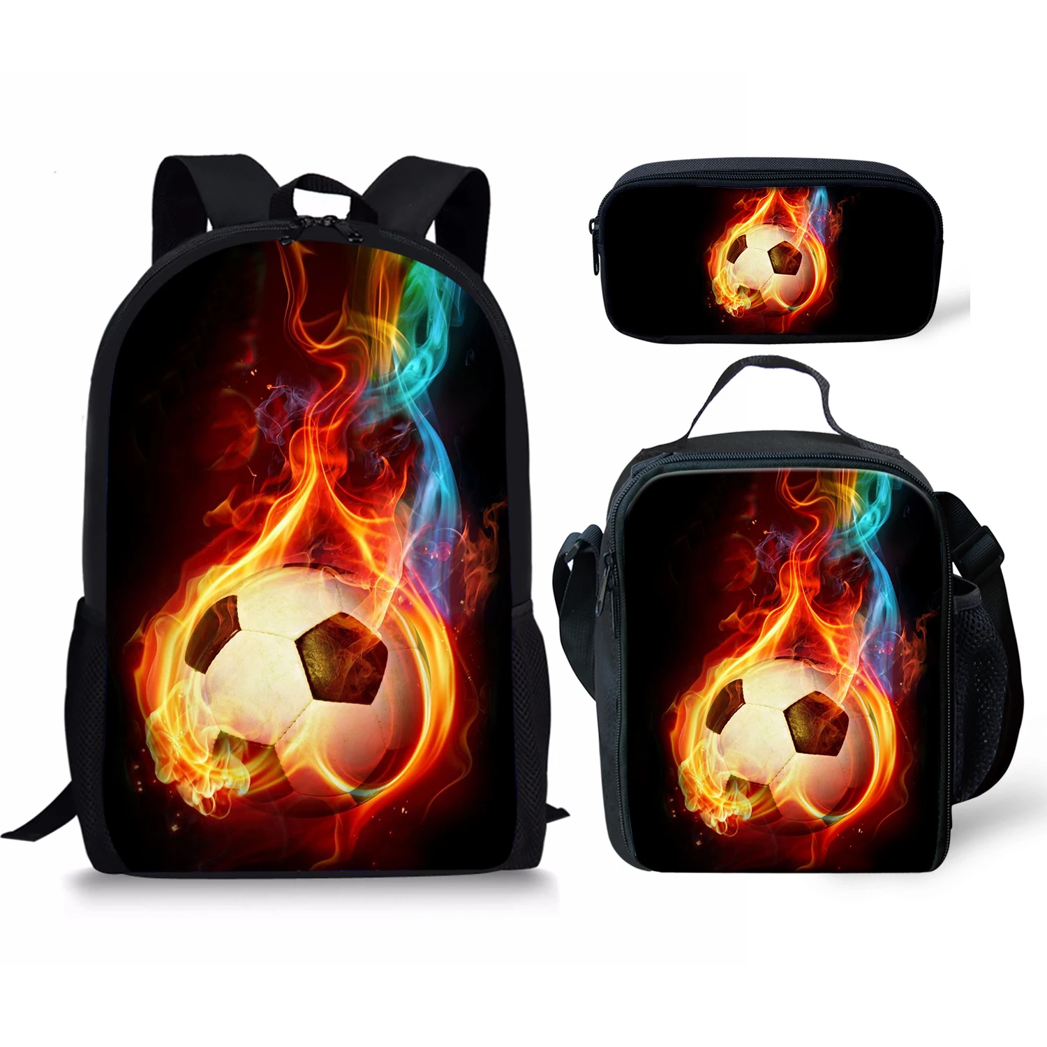 Ball Style Print New Large Schoolbag Pencil & Lunch Bag Student School Backpack Waterproof Capacity Primary Book Bags