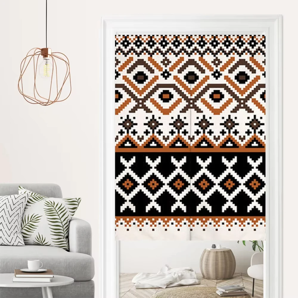 Богемные дверные занавески с геометрическим узором Noren Fengshui для кухни гостиной