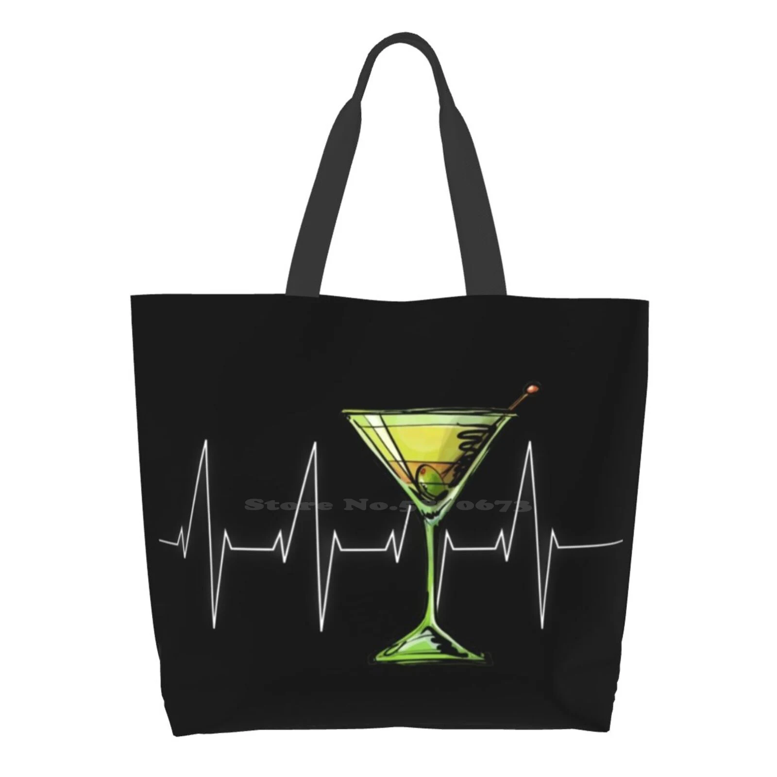 

I Heartbeat Cocktail Hour Dirty I Glass Printed Casual Tote Large Capacity Female Handbags Ique I Lover I I Drink Happy Cool