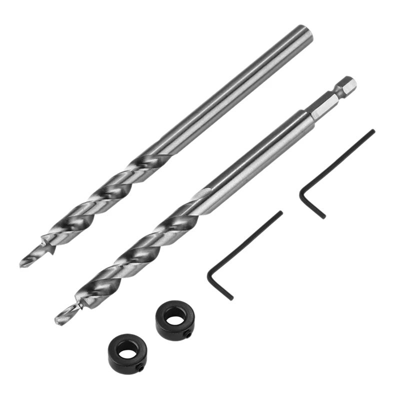 3/8 Inch Pocket Hole Drill Bit With Depth Stop Collar 1/4 Hex Shank Replacement Twist Step Drills For Kreg Manual Gu