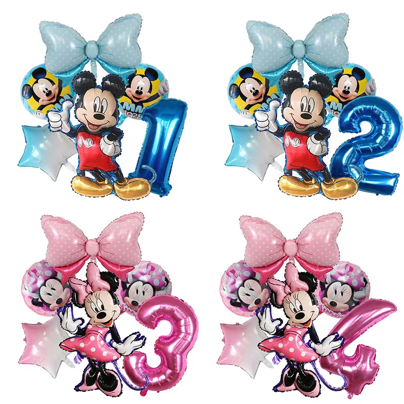 

1set Mickey Minnie Balloons Baby Shower Birthday Party Decorations 30inch Number Cartoon Mickey Mouse Balloon Kids Toys Globos