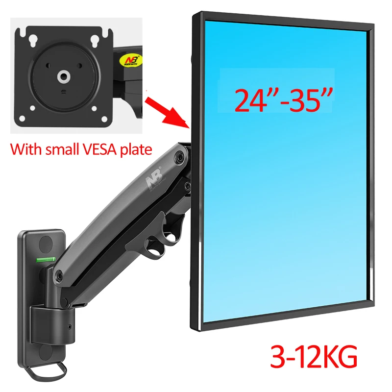 NB F425 Gas Spring Big 24“-35"  TV wall mount bracket arms Monitor Holder Aluminum Arm Bracket wall movable arm 3-12kg