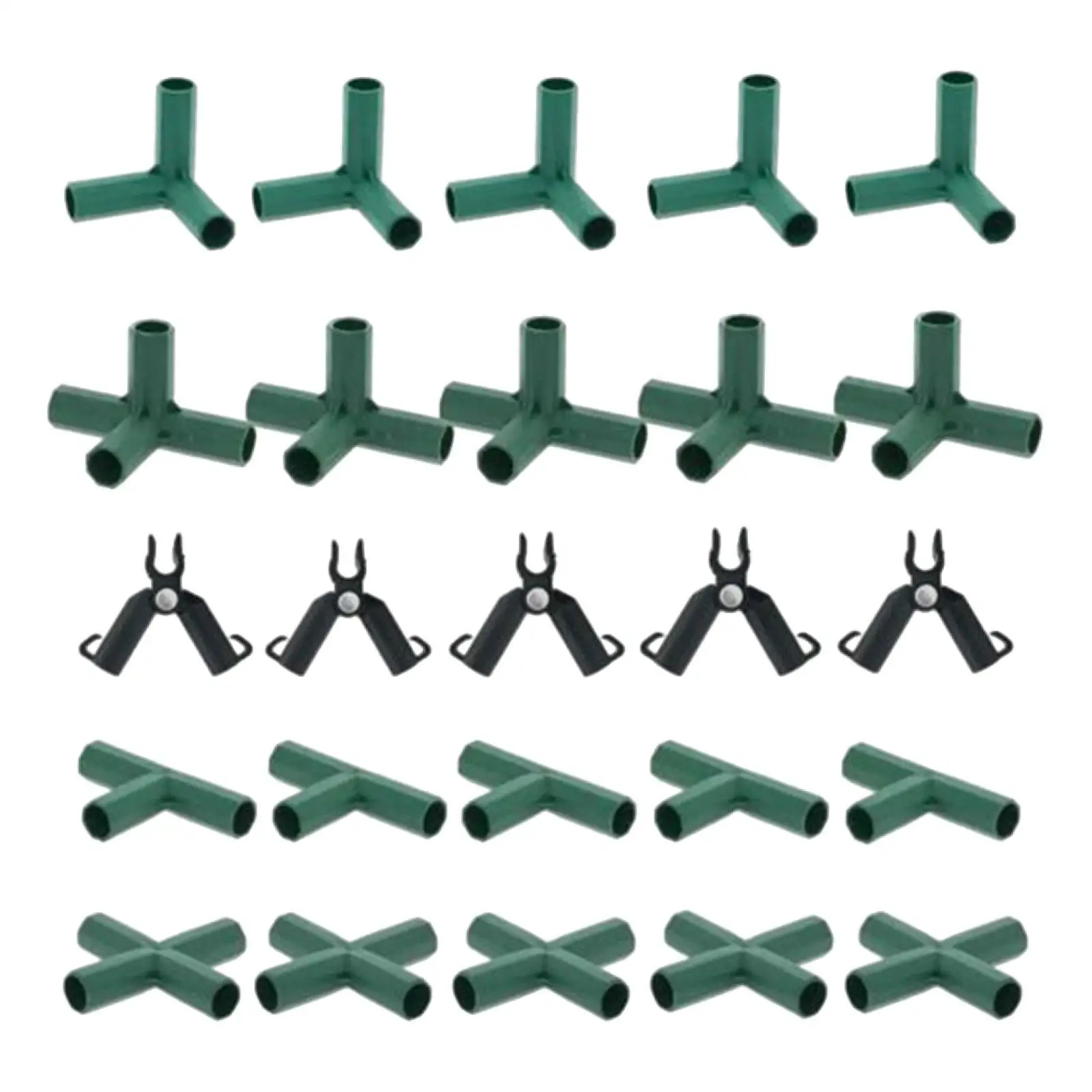 

20x Pipe Fitting Gardening Bracket Joint 5 Types Heavy Duty Greenhouse Frame Connector for Sunscreen Shed Flower Stands