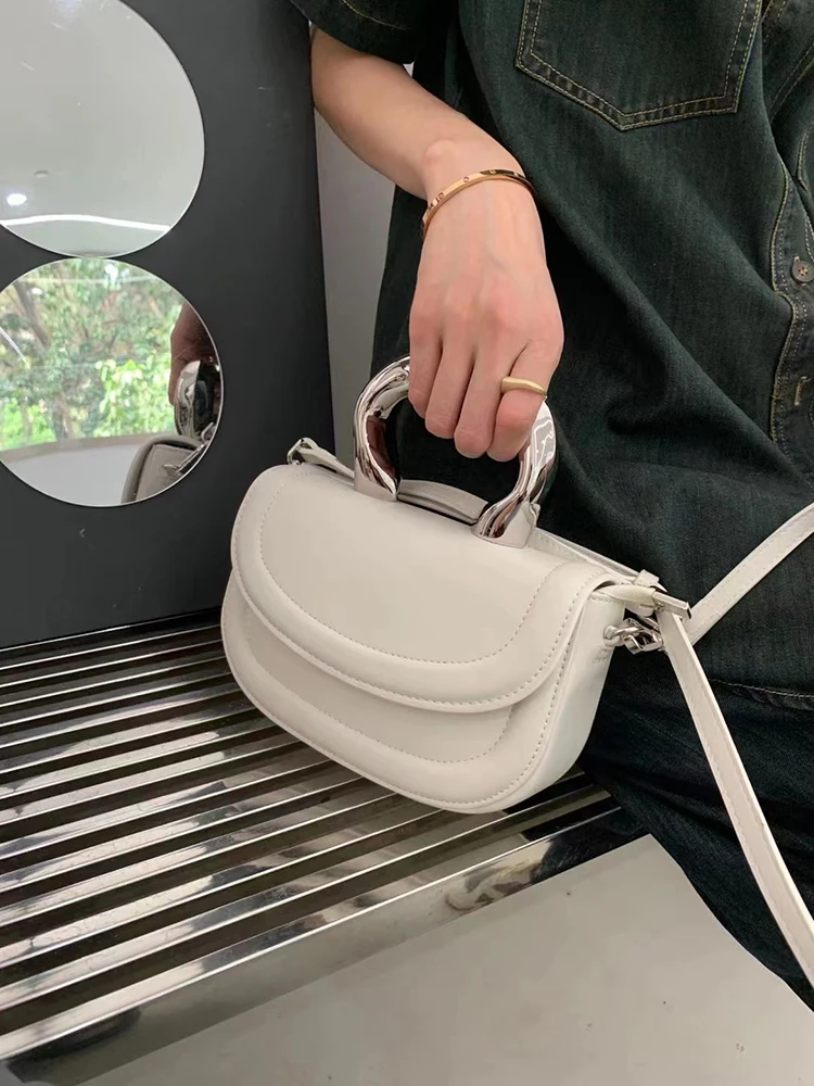 Luxury Designe Acrylic Handle Handheld Saddle Bag For Women's New Bag Premium Sense Cross-Body Small Bag Mobile Phone Bag