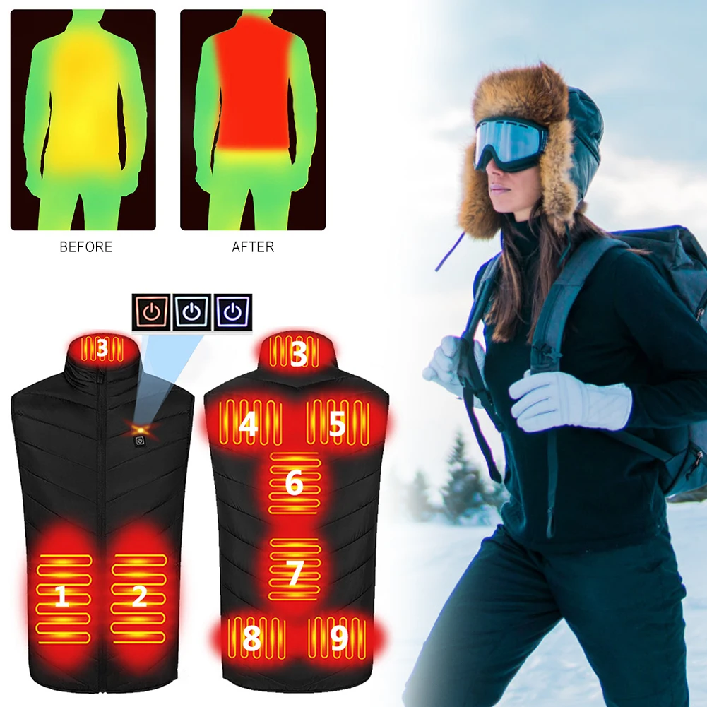 

Unisex Electric Thermal Jacket Infrared Carbon Fibe Electric Heated Jacket Windproof 3 Heating Levels for Sports Hunting Hiking