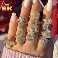 the bling king baguette heart rings iced out bling square cubic zirconia rings charm luxury jewelry engagement gift for women