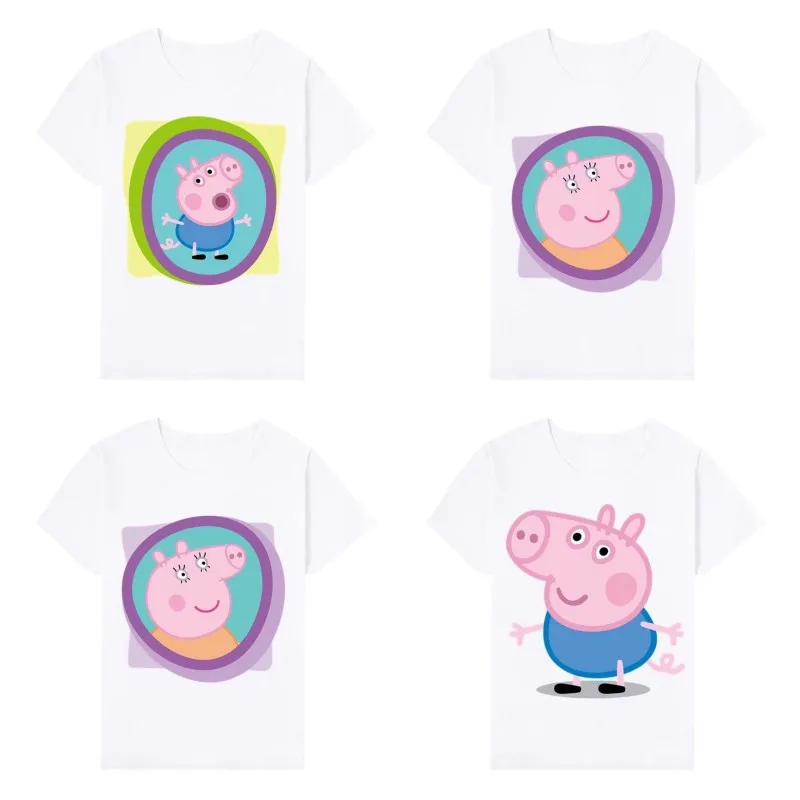 

Peppa Pig cosplay children's cartoon print t-shirt cute cartoon social person George Pig summer Hasbro girls short-sleeved