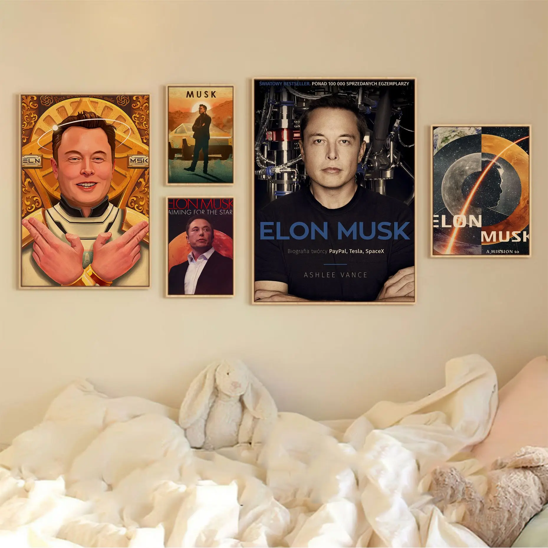 

Elon Musk Movie Posters Wall Art Retro Posters for Home Kawaii room decor