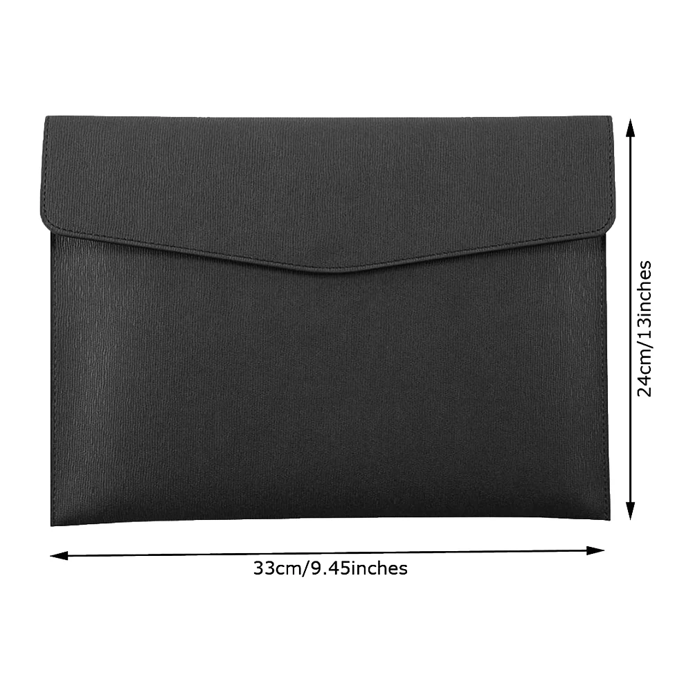 

PU Leather A4 File Folder Document Holder Waterproof Portfolio Envelope Folder Case with Snap Closure(Black)