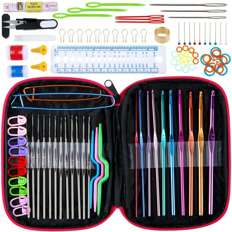 

100Pcs Crochet Hooks Set Knitting Needle Kit with Zipper Organizer Case