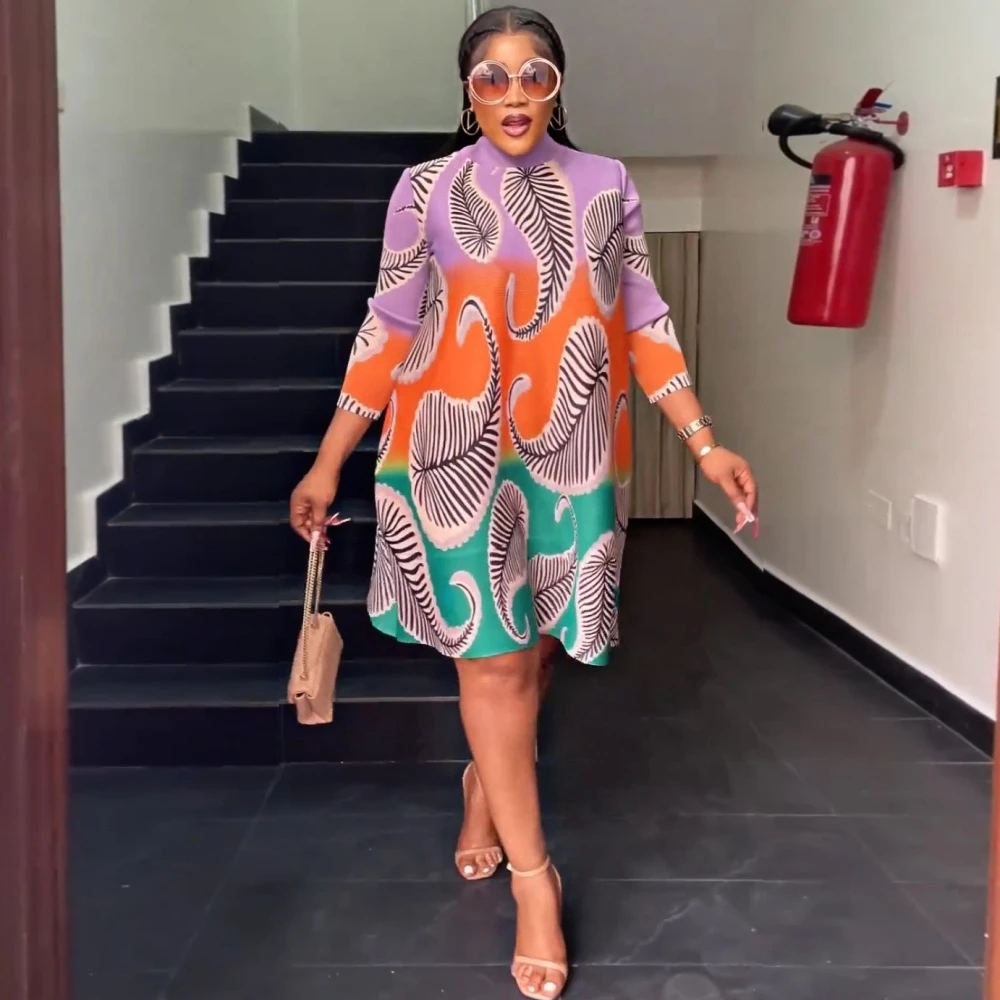 

African Dresses For Women Dashiki Miyake Pleats New Abaya Pleated Dress Africa Clothes Dashiki Ankara Dresses Vetement Femme