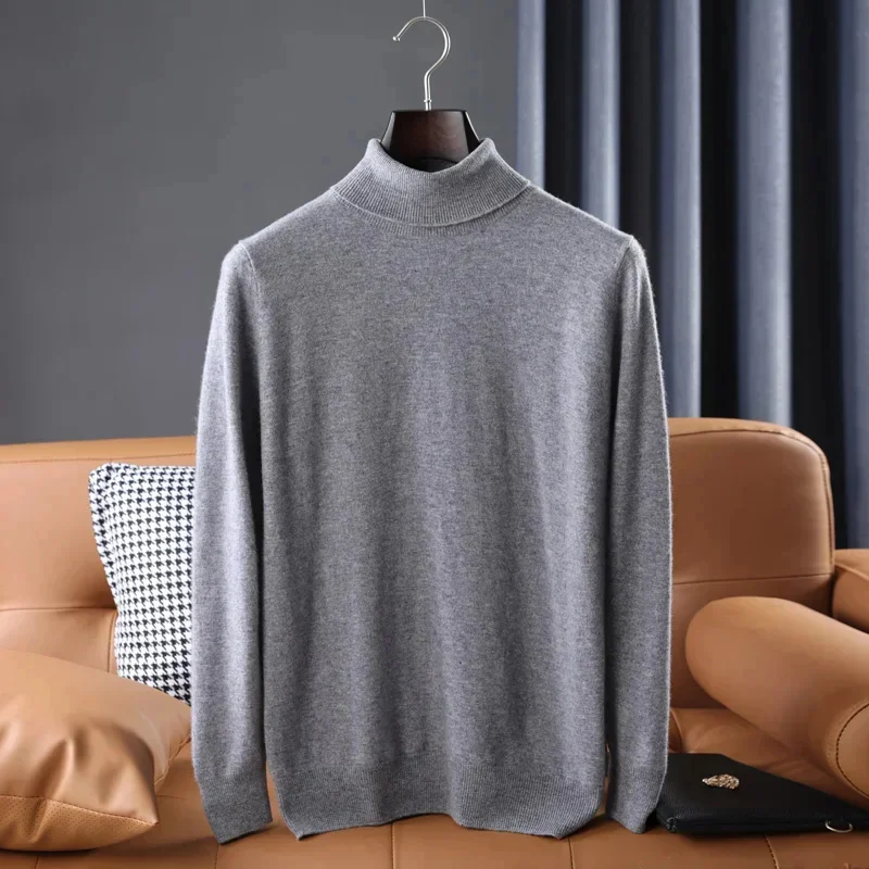 

Autumn Winter Men's Turtleneck Sweaters Solid Color Warm Knitted Pullover Thick Casual Sweater Knitwear For Men Plus Size S-3XL