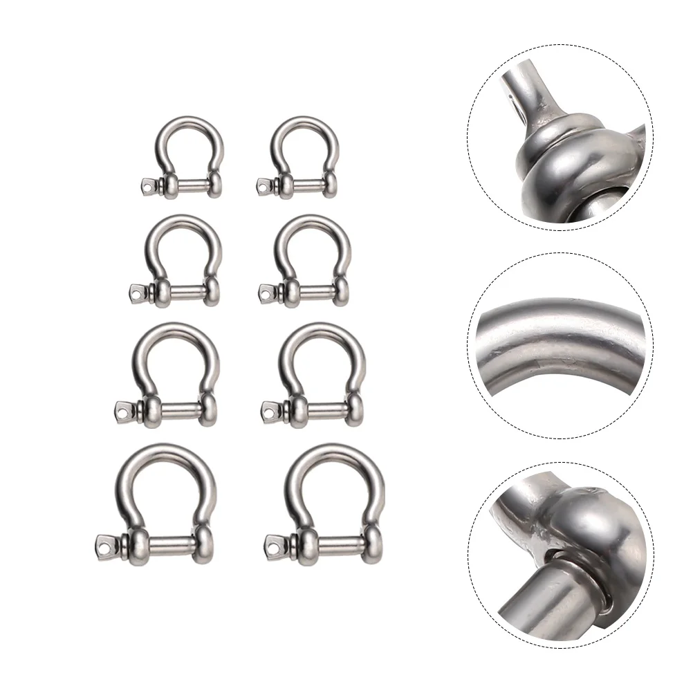 

8 Pcs Bow Buckle D-Ring Shackle Horseshoe Shape Design Shackles Sturdy Stainless Steel Lifting Durable Metal