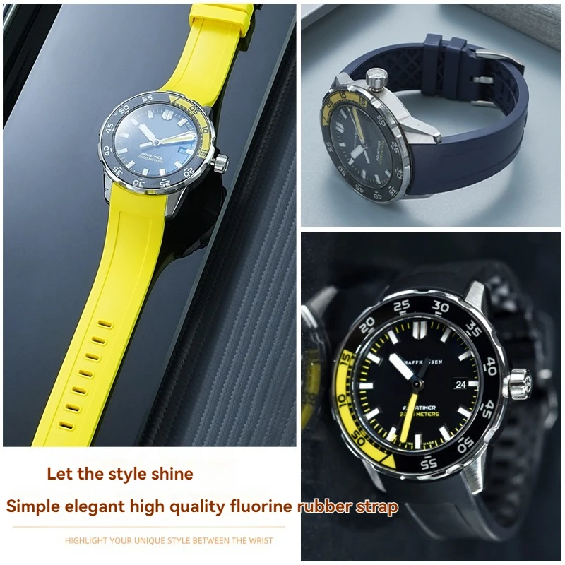 Фото Быстросъемный ремешок для часов IWC AQUATIMER IW356802 376705 376711 Ocean Timepiece, изогнутый фторкаучуковый ремешок для часов, мужской, 22 мм №1