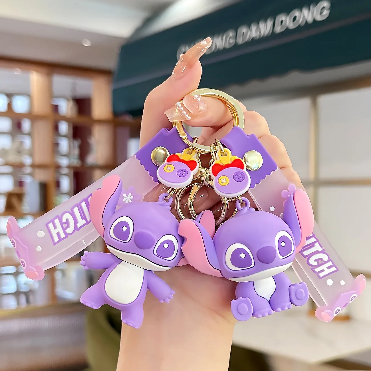 New Anime Disney Keychain Cartoon Mickey Mouse Minnie Lilo &amp Stitch Cute Doll Keyring Ornament Key Chain Pendant Kids Toys Gifts