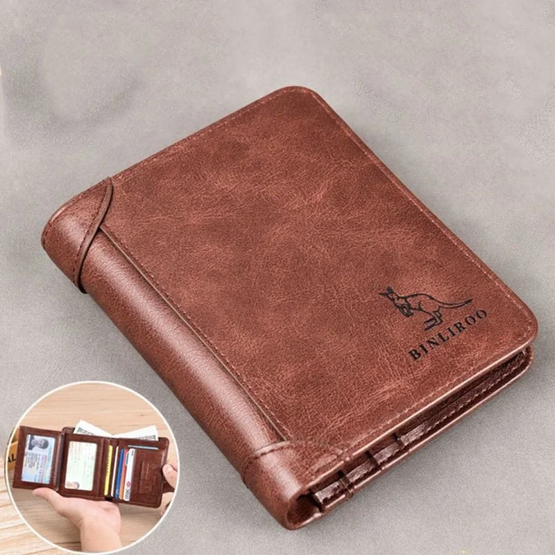 

RFID Blocking Short Wallet For Men Luxury Soft Leather Coin Purses Three Fold Credit Card Holder Business Male Money Wallet