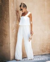 white jumpsuit women summer sexy backless strapless jumpsuits