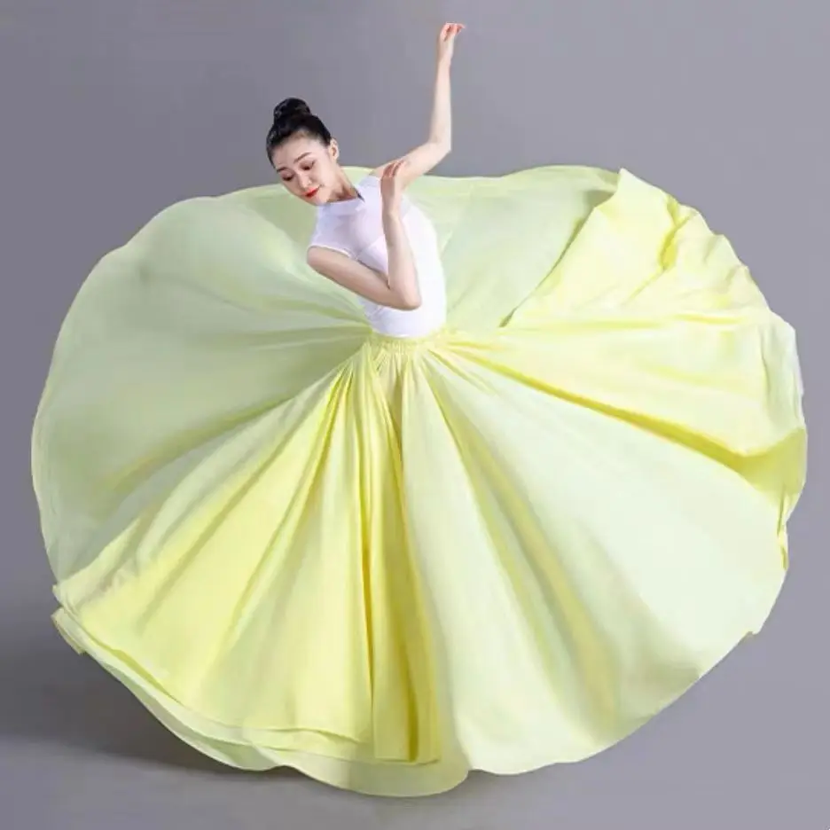 Женская шифоновая юбка для балета двухслойная длинная танцев 540/720 градусов