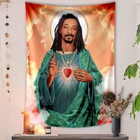jesus snoop dogg tapestry wall hanging fabric hippie beach blanket living room decor bedroom background carpet cloth covering
