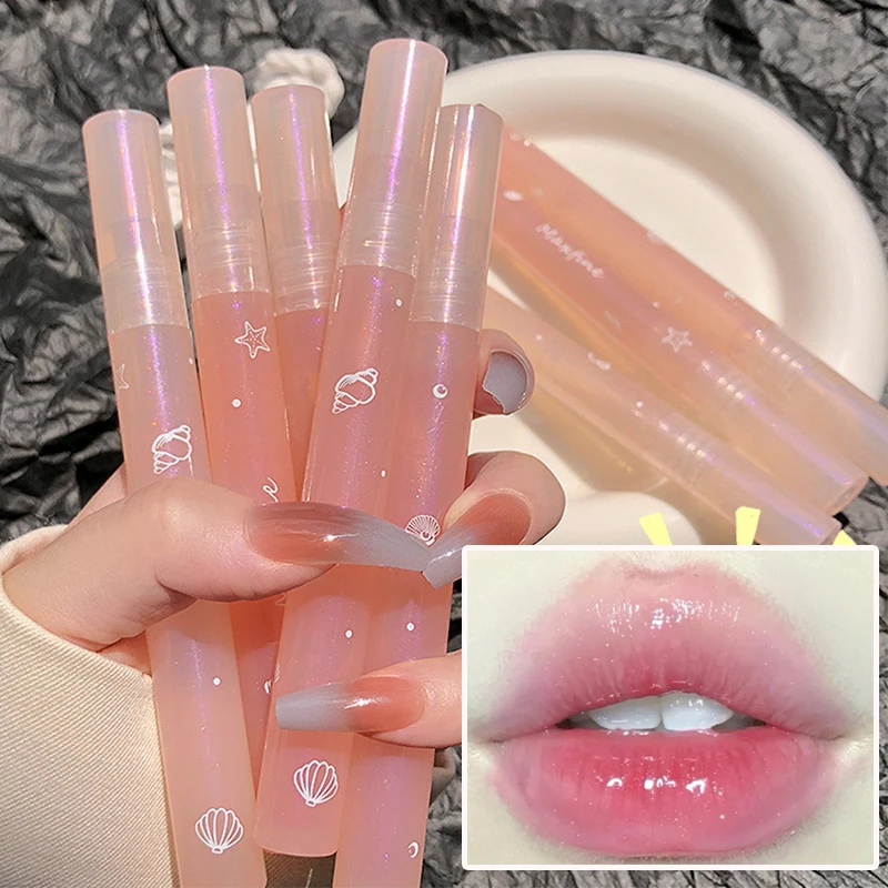 

Water Light Glitter Lip Gloss Transparent Mirror Lip Tint Waterproof Not Fade Lasting Moisturizer Lip Plumper Lipsticks Makeup