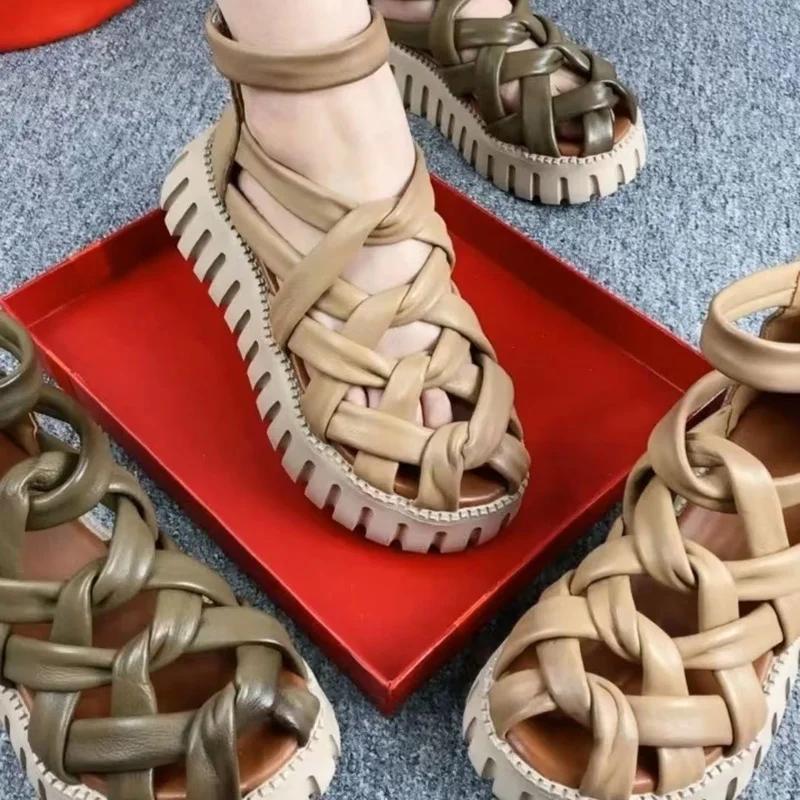 

Women Platform Weave Sandals Summer Shoes 2022 New Fashion Trend Rome Slides Ladies Shoes Beach Causal Female Shoes Large Size