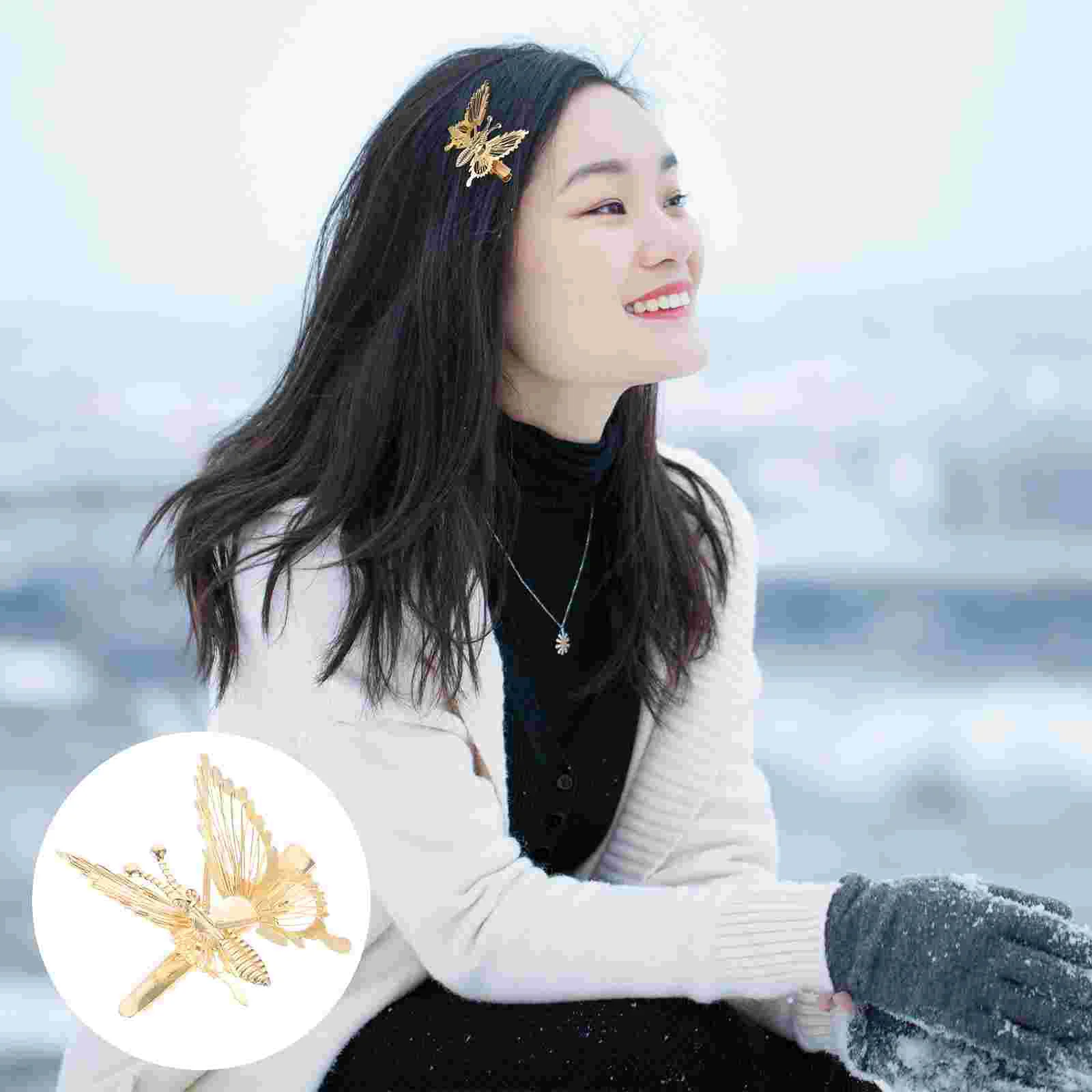 

Hair Clips Butterflies 3D Barrettes Moving Hairpin Hollow Clip Hairpins Metallic Clamps Girls Bobby Metal Flower Accessories Pin