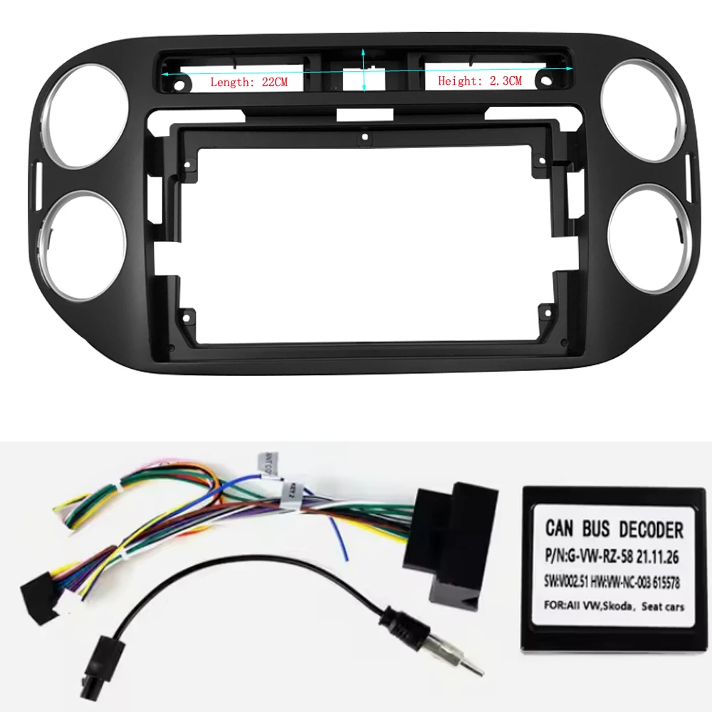 

9-дюймовая Автомобильная рамка, адаптер Canbus Box Decoder, Android радио приборная, комплект панелей для Volkswagen Tiguan 2011-2015