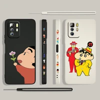 cartoon crayon shin chan for xiaomi redmi note 11 11s 10 10s 9 9s 9t 8 8t 7 5 pro 4g 5g liquid left rope phone case cover capa
