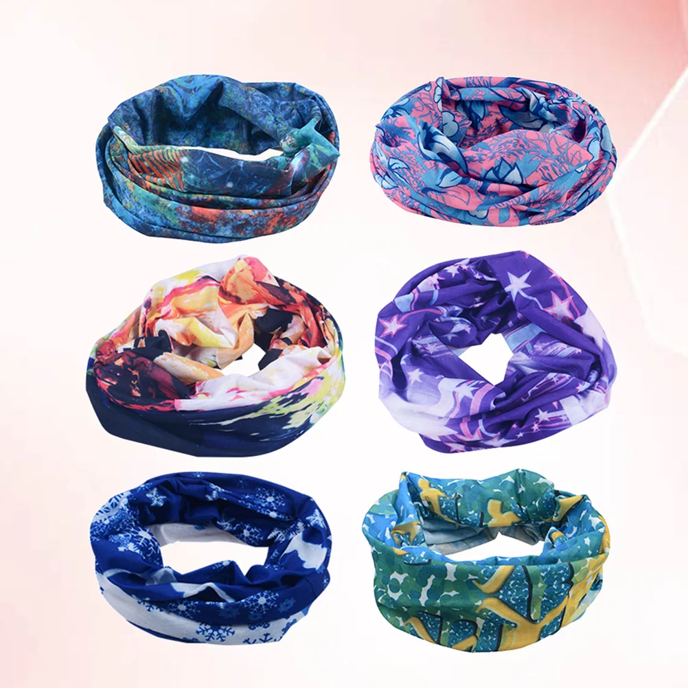 

6 PCS Windproof Face Mask Seamless Colorful Scarf Bike Headband Outdoor Riding Bandana