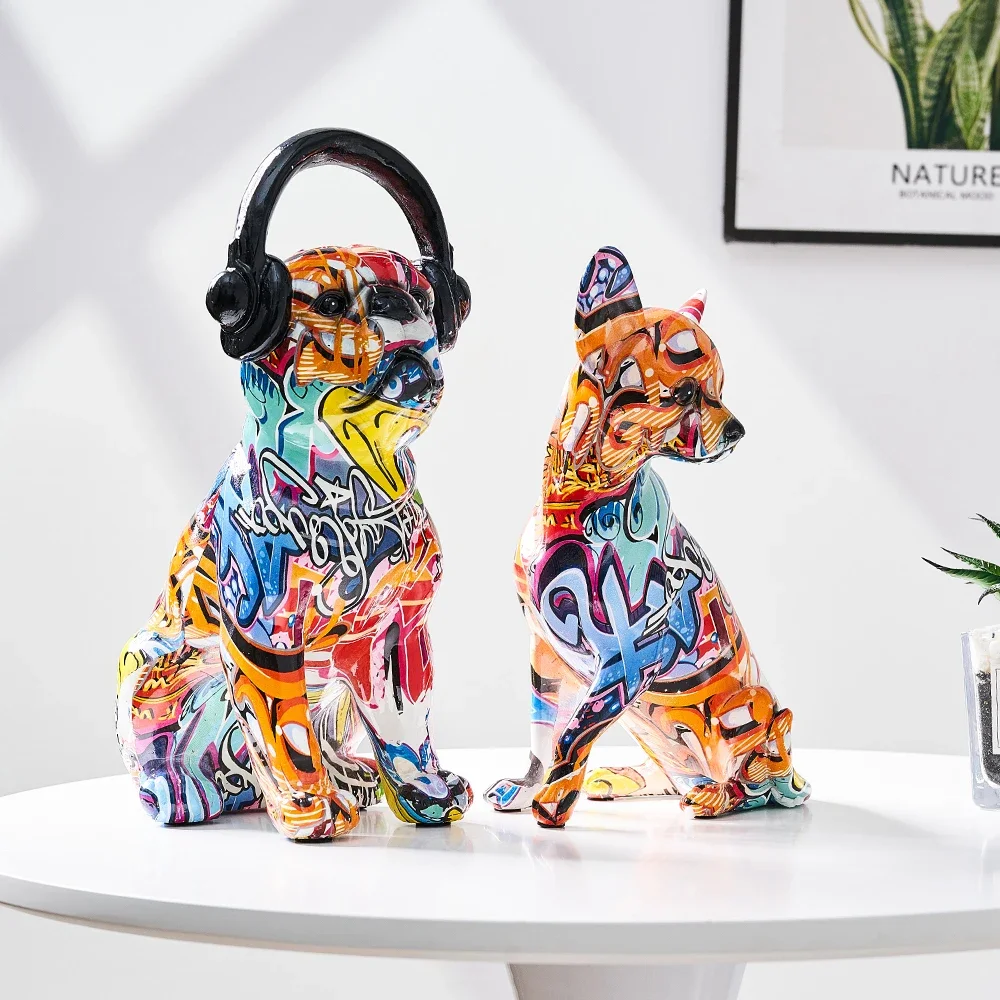 

Креативная окрашенная фотография, статуя собаки чихуахуа, украшения для гостиной, домашний винный шкаф, Фотополимерная поделка, подарок