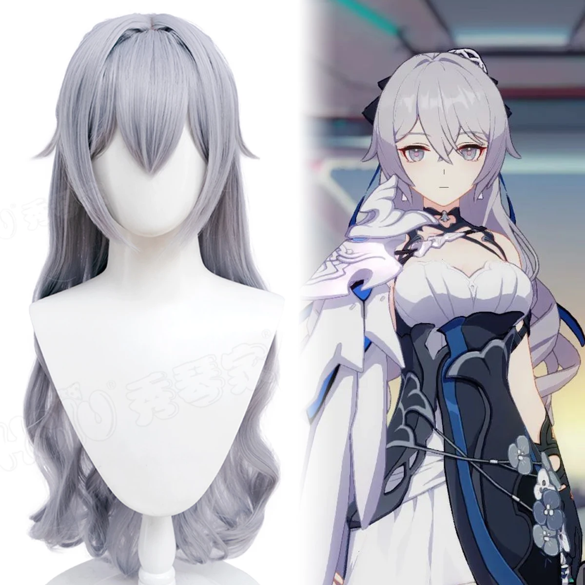 

Женский серый волнистый парик для косплея, 75 см, для Хэллоуина