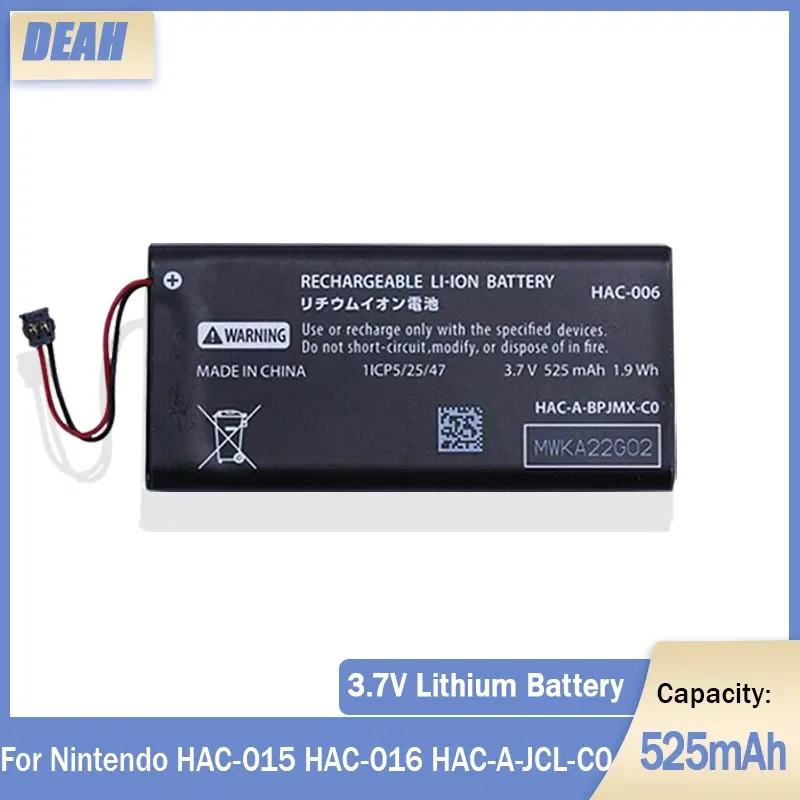 

1pcs 525mAh 3.7V HAC-006 Li-ion Rechargeable Batteries For Nintendo HAC-015 HAC-016 HAC-A-JCL-C0 Switch NS Joy-Con Controller