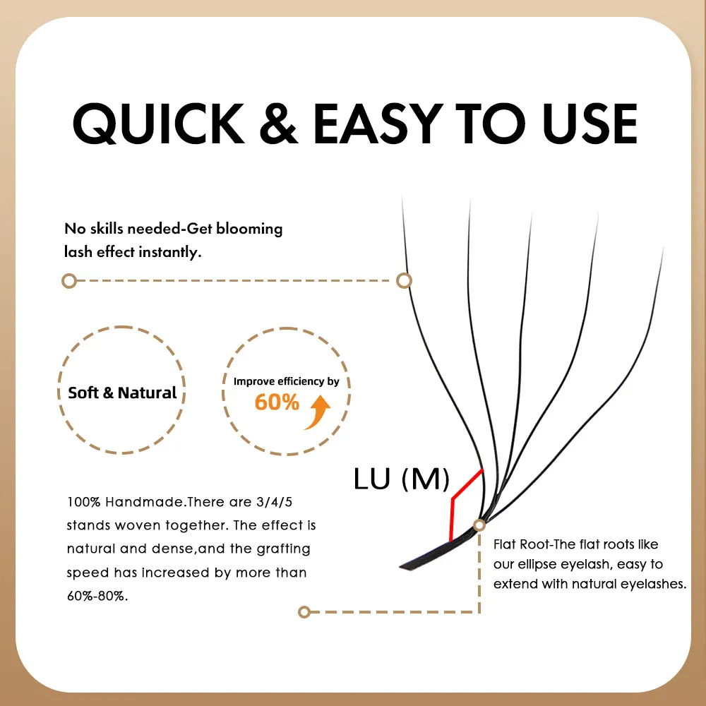 Фото MASSCAKU L LU M Curl YY/W Форма для наращивания ресниц Мягкие и легкие волокна из искусственной норки Толщина 0,07 мм 8–15 мм Натуральный объемный вид №2