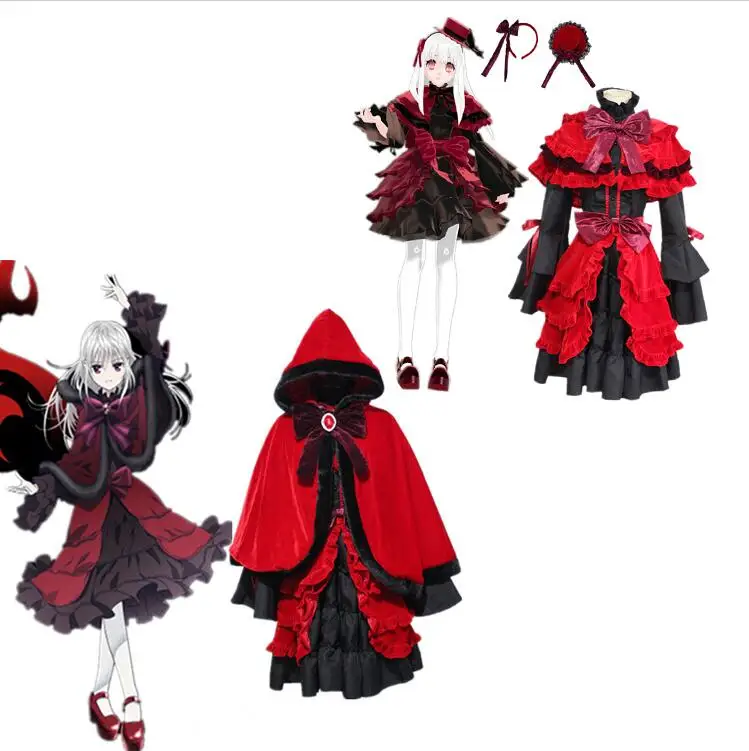 

2 Design K Project K RETURN OF KINGS Kushina Anna Strain Homra Cosplay Costume Full Set Red Lolita Dress