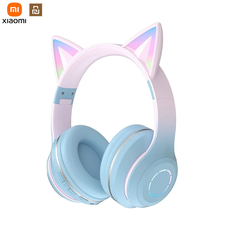 

Беспроводные Bluetooth-наушники Xiaomi Youpin, игровая Музыкальная гарнитура RGB, динамический градиентный цвет, светодиодная подсветка, наушники «кошачьи уши» с микрофоном
