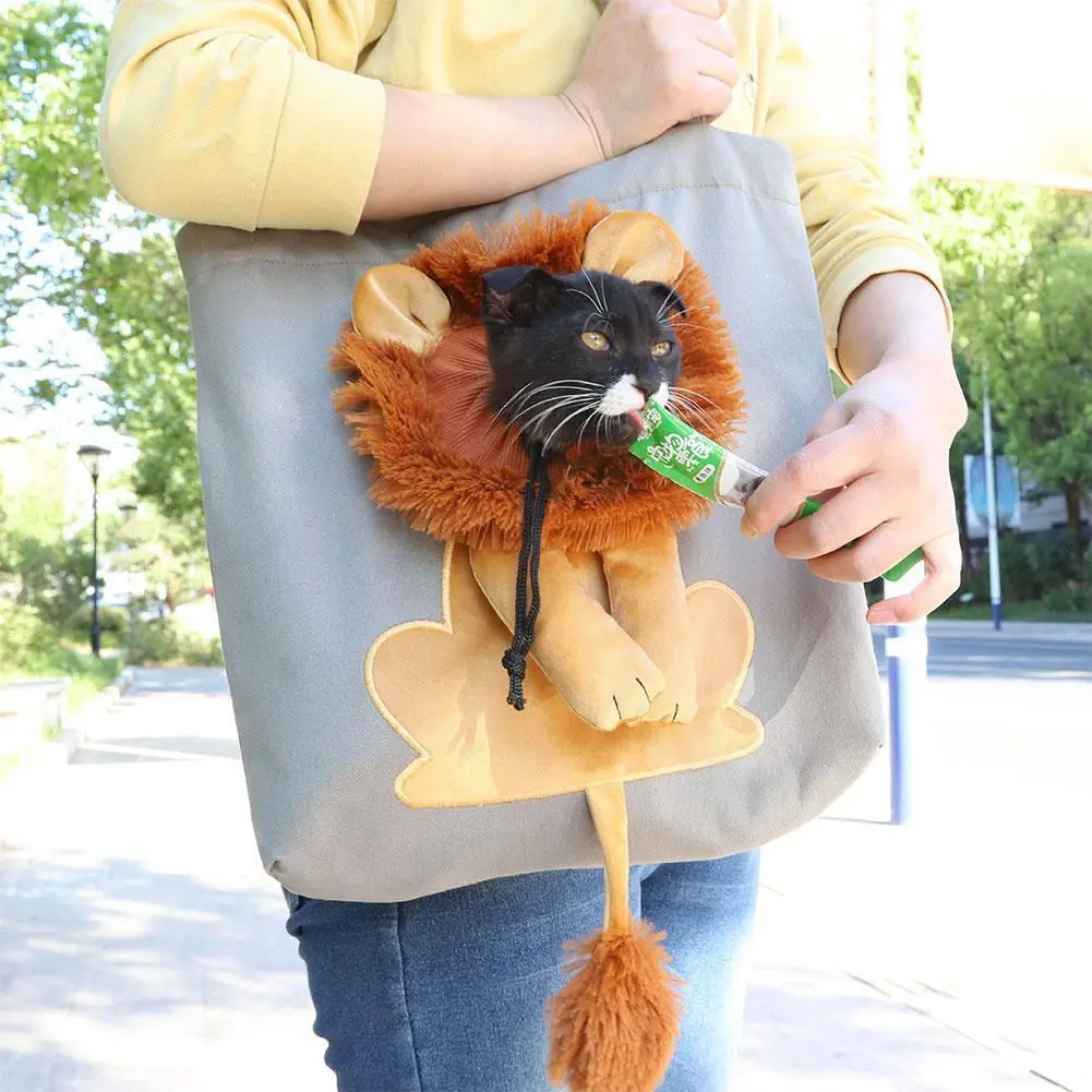 

Fashion Lion-shaped Shoulder Bag Breathable Can Be Exposed Pet Canvas Bag For Cats And Dogs Tote Bag Small Pet Bag P1z6 R2U2