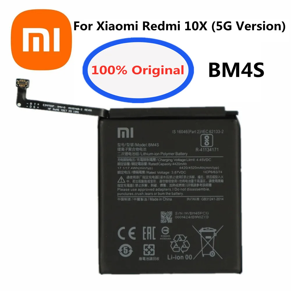 

New High Quality Xiao mi Original Battery BM4S For Xiaomi Redmi 10X 5G Version 4520mAh Phone Battery Bateria Batteries In Stock