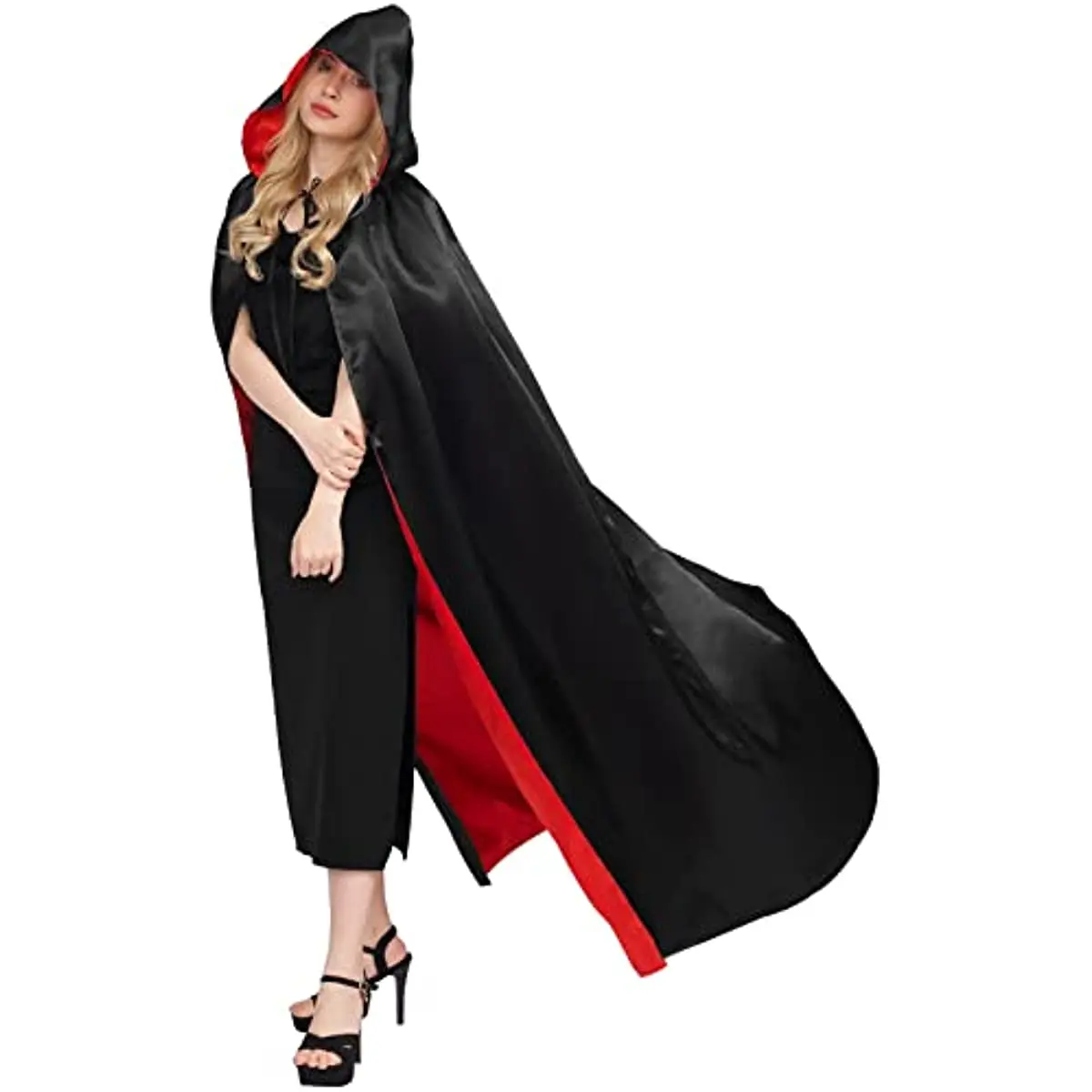 Длинное двухслойное пончо унисекс многоцветная накидка с капюшоном шаль вампира