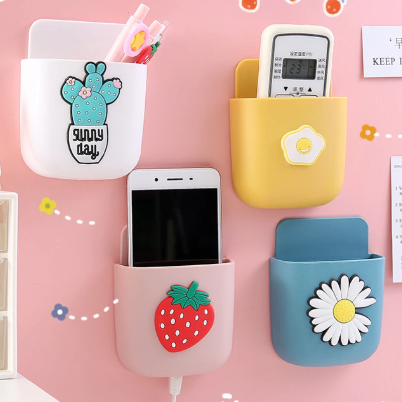 

Ins Cute Stationery Holder Cartoon Remote Control Storage Box Bedside Mobile Phone Stationery Makeup Brush Wall Hanging Rack