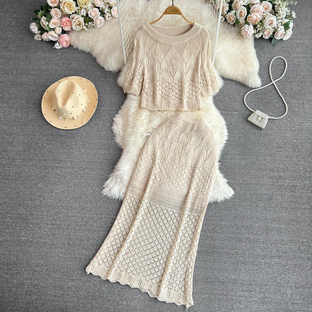 Универсальные женские летние комплекты Commyre Свободный пуловер с круглым вырезом