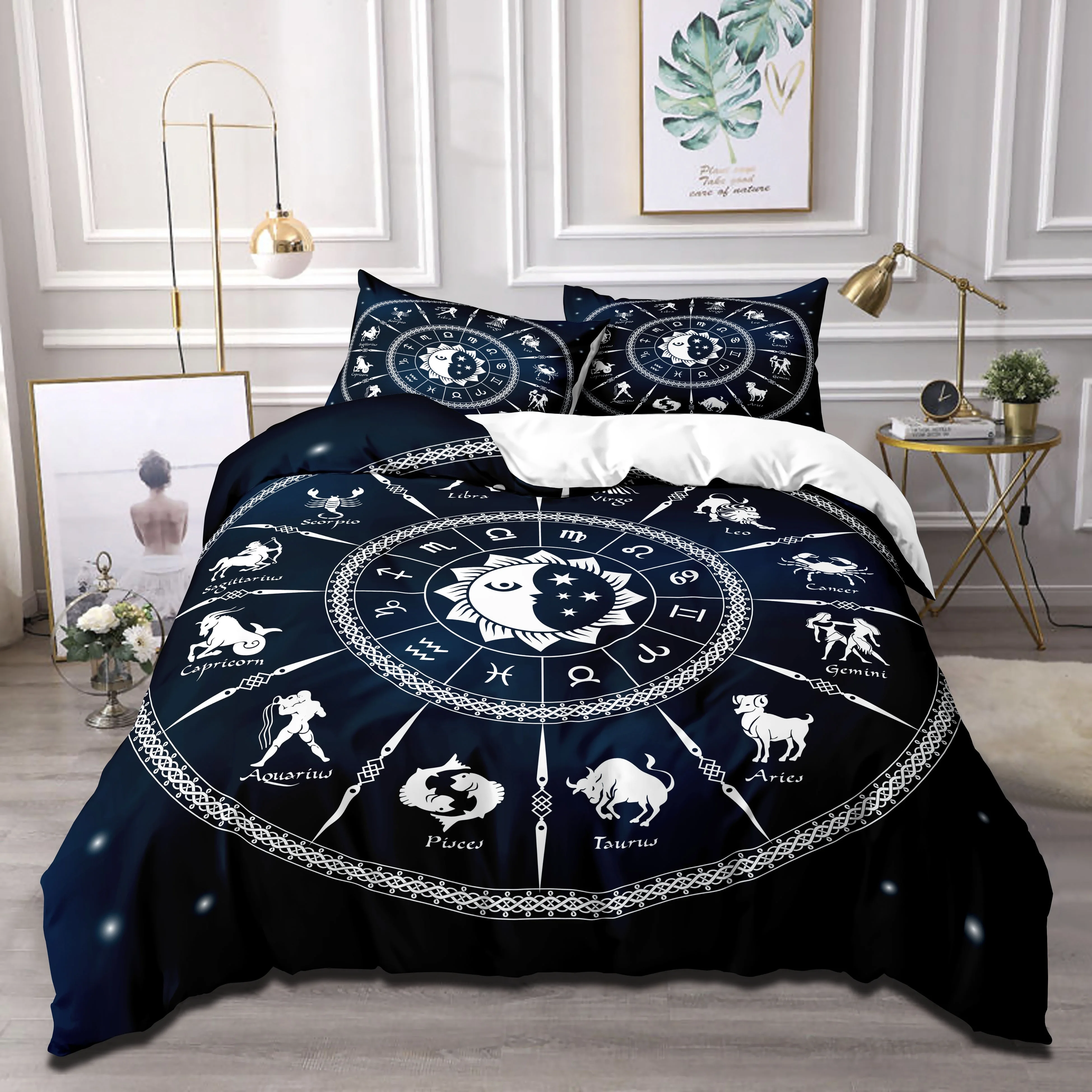 Мягкий и удобный комплект пододеяльника из 2/3 предметов с 12 созвездиями (без