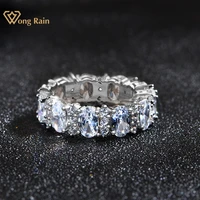 wong rain 925 sterling silver oval white sapphire created moissanite row diamond wedding ring fine jewelry gift drop shipping