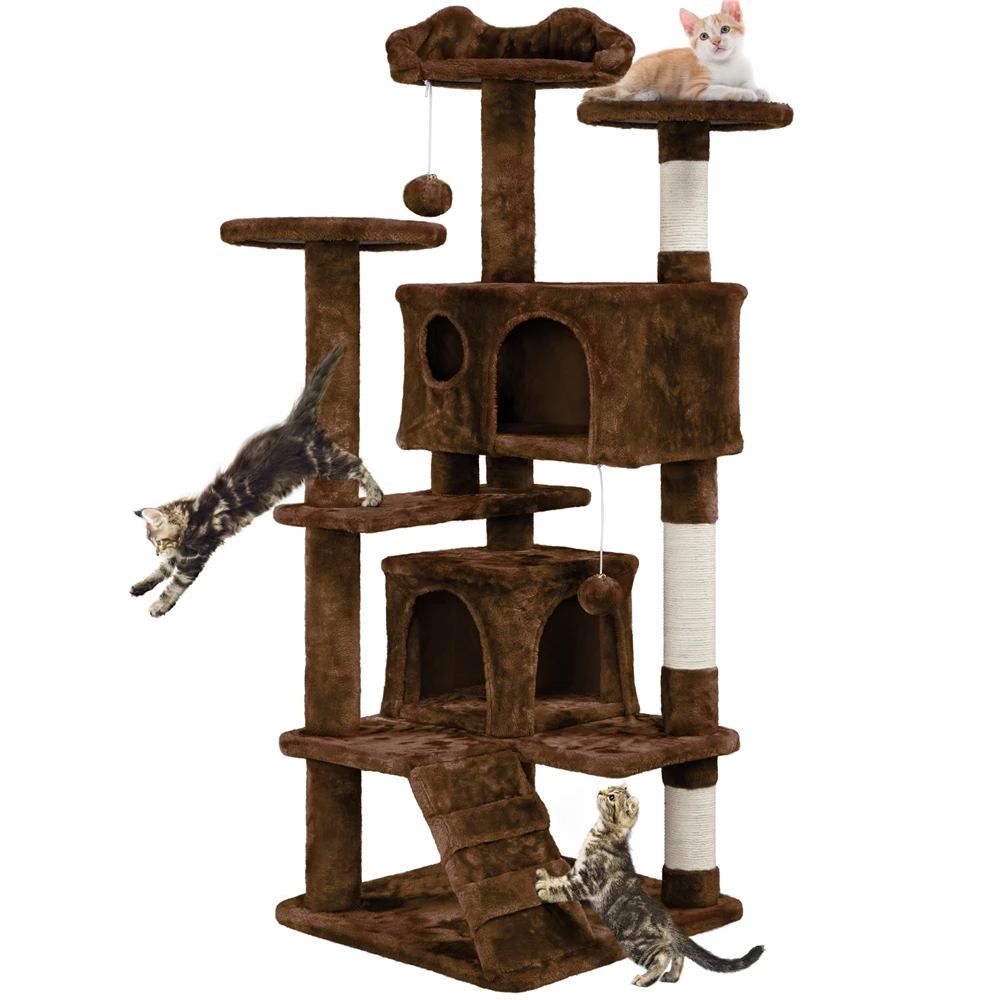

Pet Play Palace 54.5" Cat Tree Scratcher Condo Furniture Brown Free Shipping