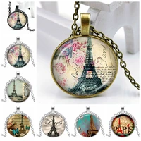2020 new paris tower 3 color necklace glass convex personality pendant necklace gift wholesale
