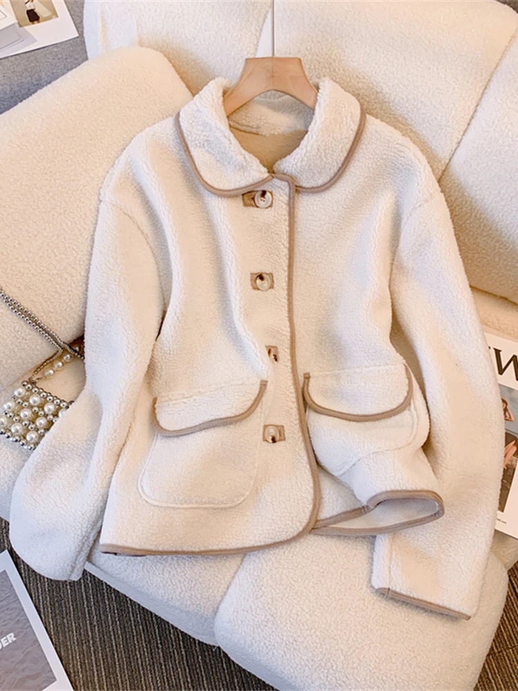 

Женское пальто из овечьей шерсти, маленькое шикарное пальто на осень и зиму, новая модная повседневная винтажная Элегантная куртка, верхняя одежда для женщин