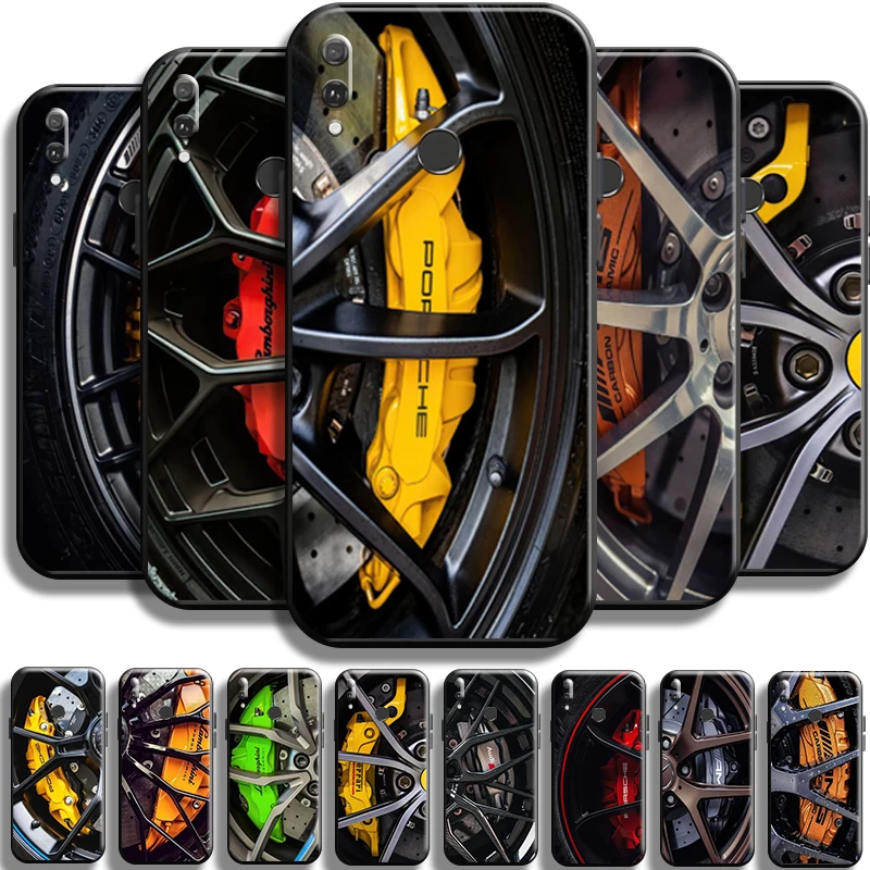 

Luxury Brand Sports Cars Tire Wheels For Huawei Y9 Prime Y9 2019 Y9A Phone Case Carcasa Shell Funda Black Cases Full Protection