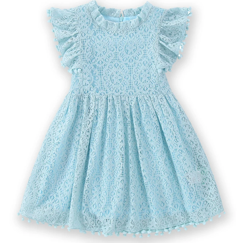 Летнее кружевное платье принцессы с цветами для девочек детские повседневные