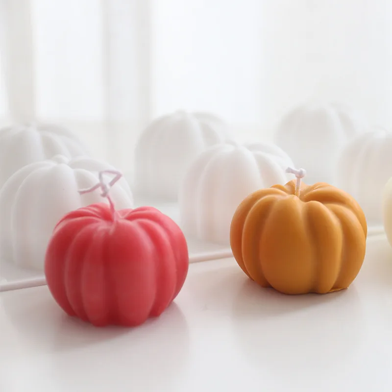

3D Pumpkin Shape 6Cavity Silicone Candle Mold DIY Chocolate Cake Decor Tool Scented Soap Making Handmade Clay Plaster Resin Mold